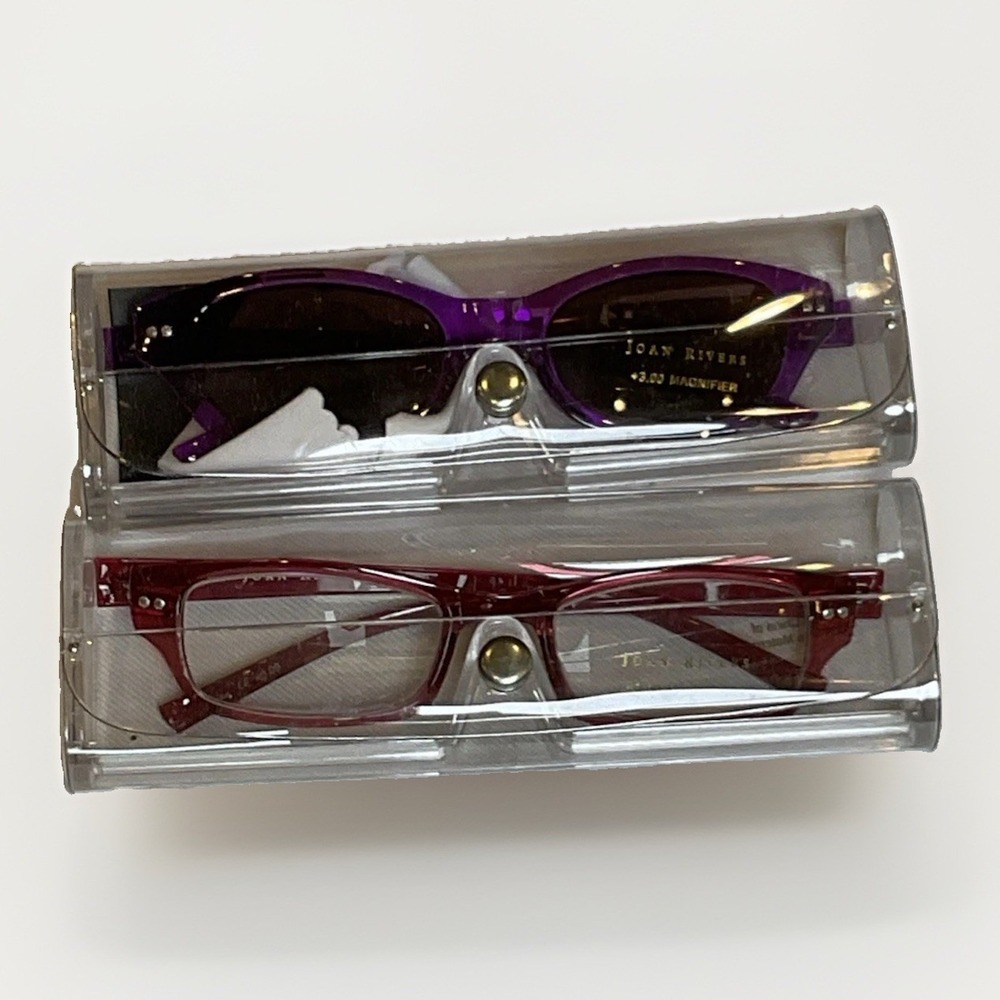 Joan Rivers High-Tech Flex Reading Glasses And Sunglasses +3.00 Purple And Red